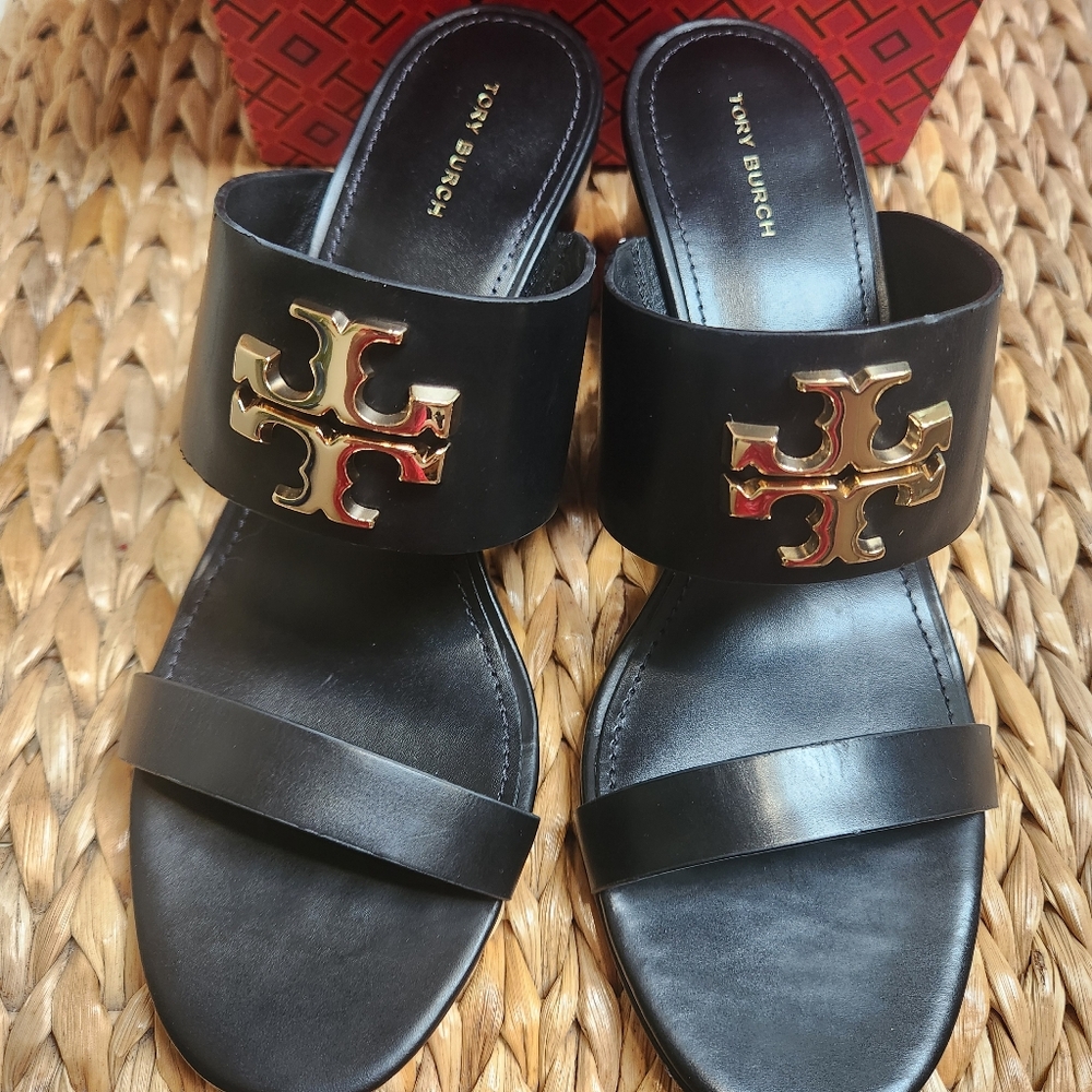 Tory Burch New With Box Timeless Black Slide Sandals.